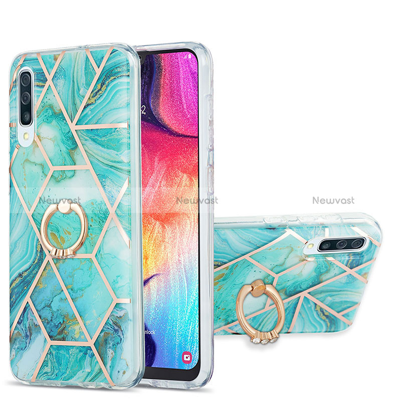 Silicone Candy Rubber Gel Fashionable Pattern Soft Case Cover with Finger Ring Stand Y01B for Samsung Galaxy A50S