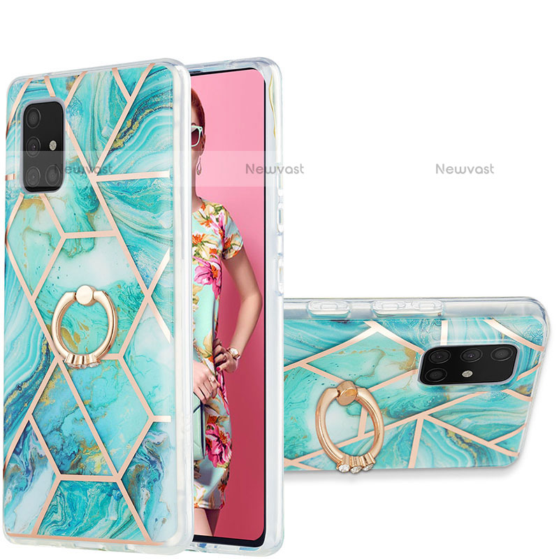 Silicone Candy Rubber Gel Fashionable Pattern Soft Case Cover with Finger Ring Stand Y01B for Samsung Galaxy A71 4G A715