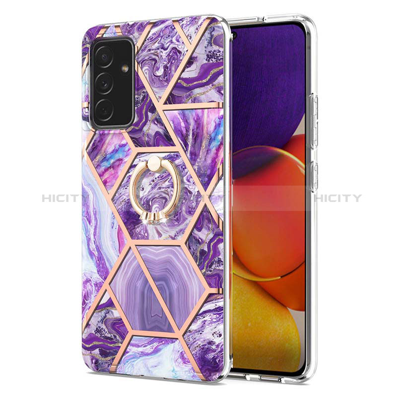 Silicone Candy Rubber Gel Fashionable Pattern Soft Case Cover with Finger Ring Stand Y01B for Samsung Galaxy A82 5G