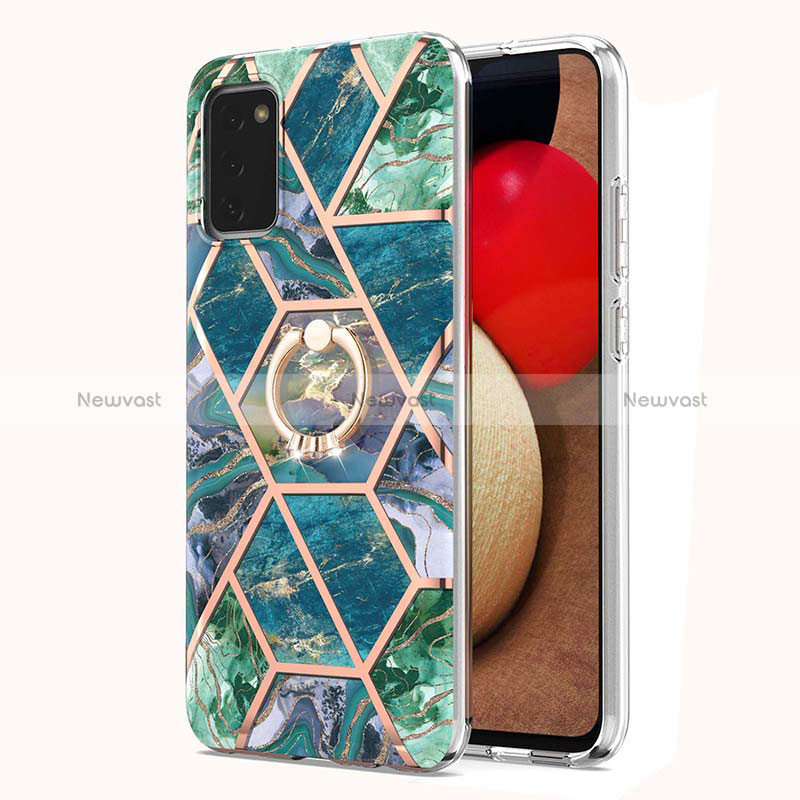 Silicone Candy Rubber Gel Fashionable Pattern Soft Case Cover with Finger Ring Stand Y01B for Samsung Galaxy F02S SM-E025F