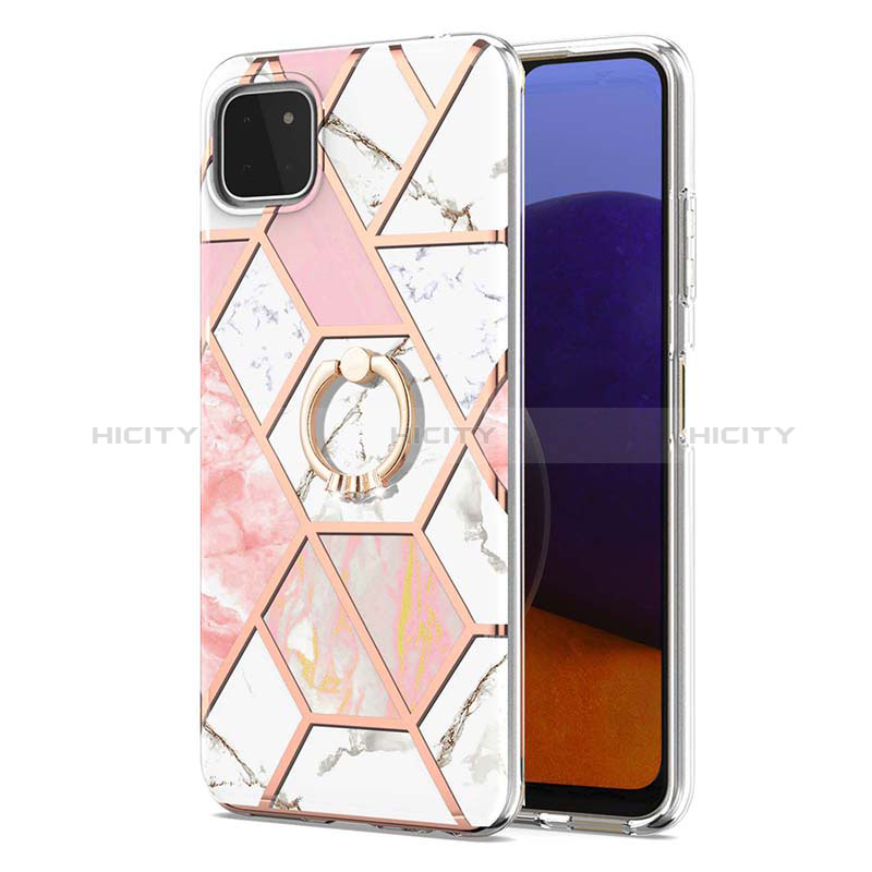 Silicone Candy Rubber Gel Fashionable Pattern Soft Case Cover with Finger Ring Stand Y01B for Samsung Galaxy F42 5G