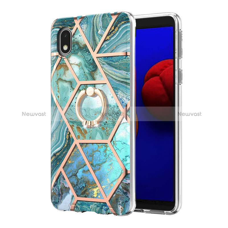 Silicone Candy Rubber Gel Fashionable Pattern Soft Case Cover with Finger Ring Stand Y01B for Samsung Galaxy M01 Core