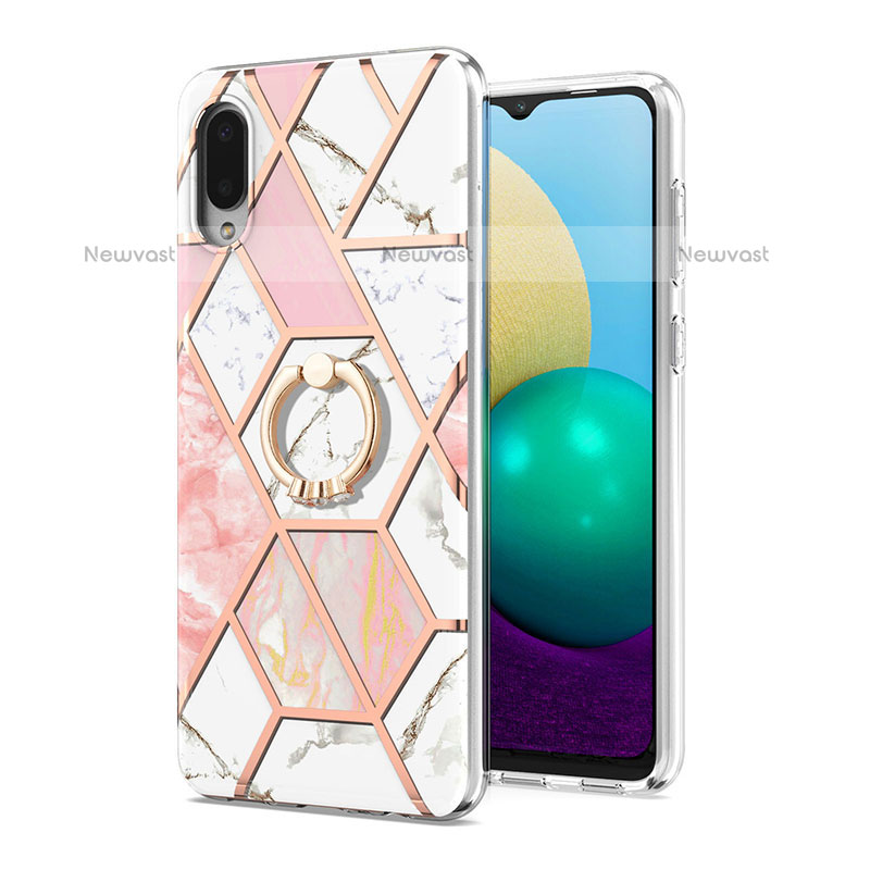 Silicone Candy Rubber Gel Fashionable Pattern Soft Case Cover with Finger Ring Stand Y01B for Samsung Galaxy M02