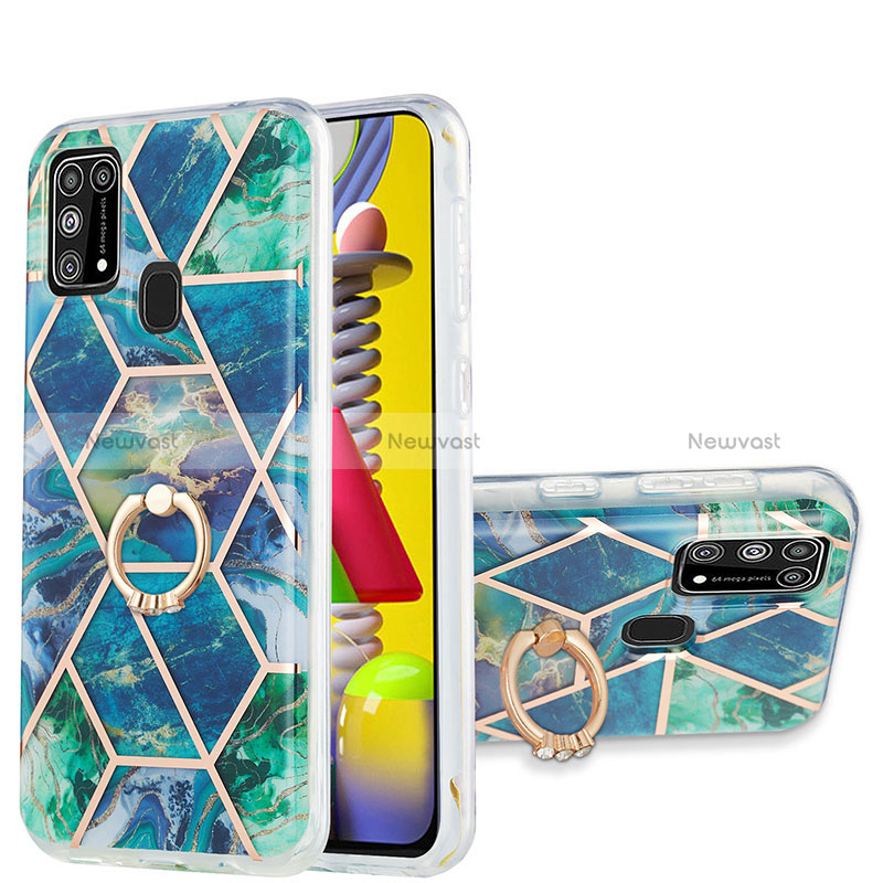 Silicone Candy Rubber Gel Fashionable Pattern Soft Case Cover with Finger Ring Stand Y01B for Samsung Galaxy M31 Prime Edition