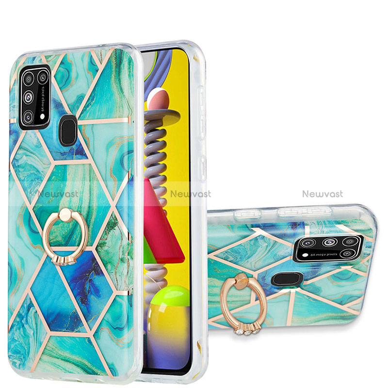Silicone Candy Rubber Gel Fashionable Pattern Soft Case Cover with Finger Ring Stand Y01B for Samsung Galaxy M31 Prime Edition
