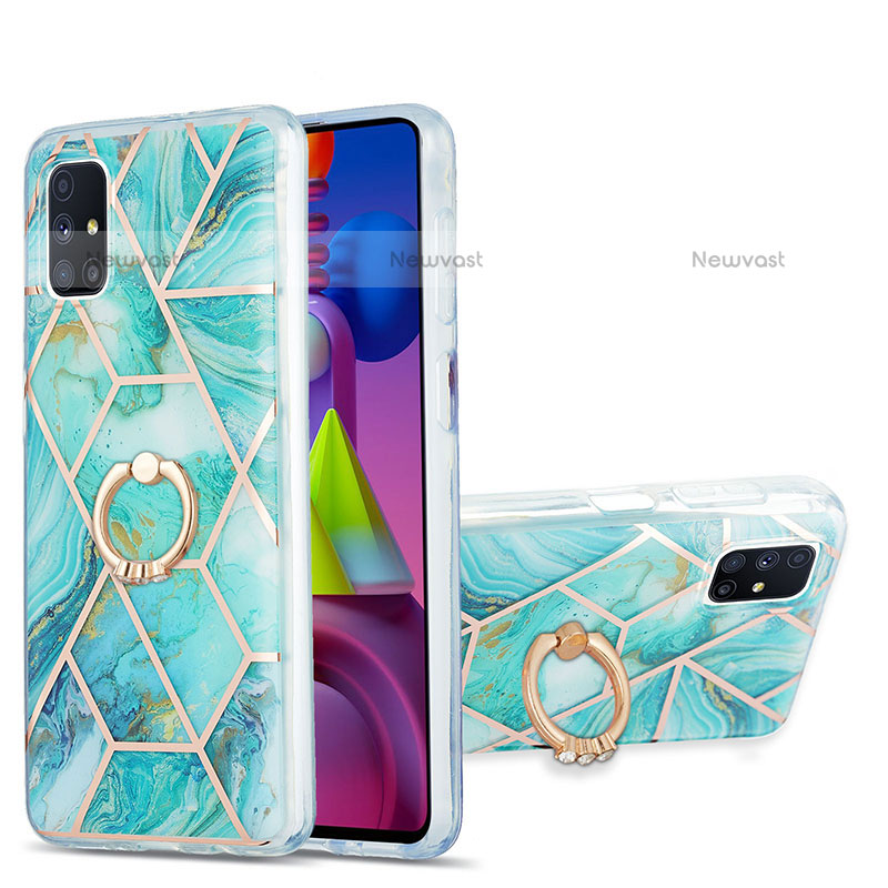 Silicone Candy Rubber Gel Fashionable Pattern Soft Case Cover with Finger Ring Stand Y01B for Samsung Galaxy M51