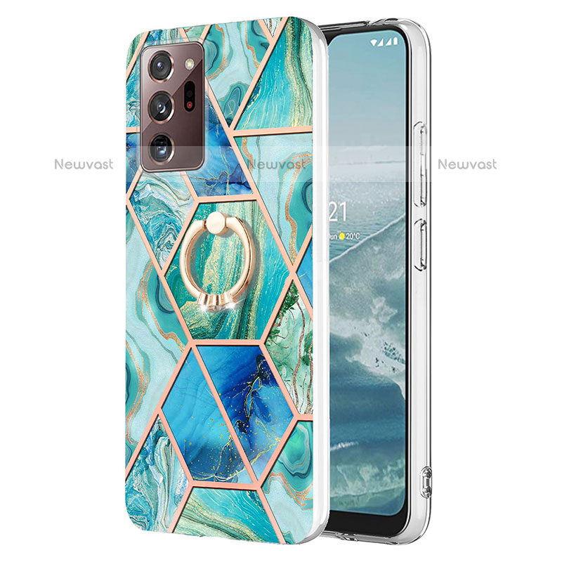 Silicone Candy Rubber Gel Fashionable Pattern Soft Case Cover with Finger Ring Stand Y01B for Samsung Galaxy Note 20 Ultra 5G