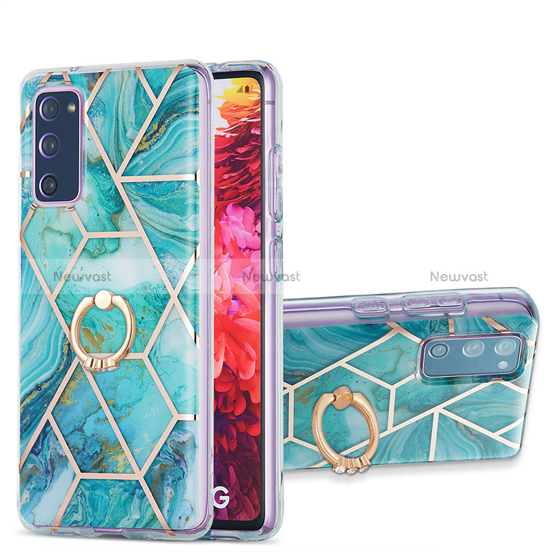 Silicone Candy Rubber Gel Fashionable Pattern Soft Case Cover with Finger Ring Stand Y01B for Samsung Galaxy S20 FE 4G