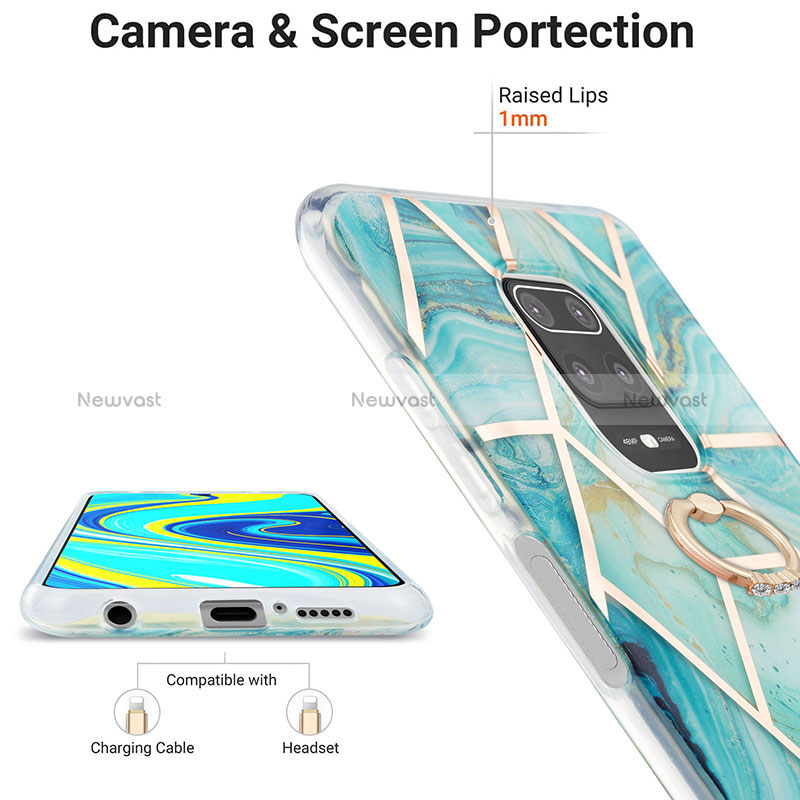 Silicone Candy Rubber Gel Fashionable Pattern Soft Case Cover with Finger Ring Stand Y01B for Xiaomi Poco M2 Pro