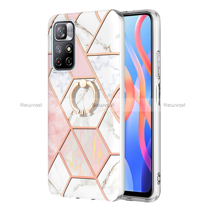 Silicone Candy Rubber Gel Fashionable Pattern Soft Case Cover with Finger Ring Stand Y01B for Xiaomi Poco M4 Pro 5G