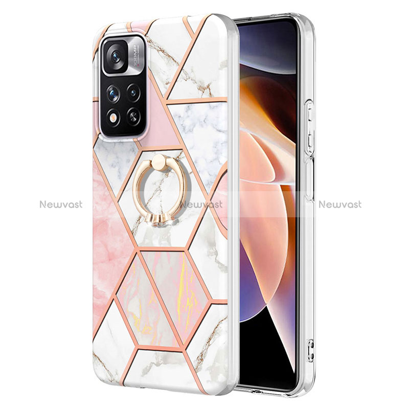 Silicone Candy Rubber Gel Fashionable Pattern Soft Case Cover with Finger Ring Stand Y01B for Xiaomi Poco X4 NFC