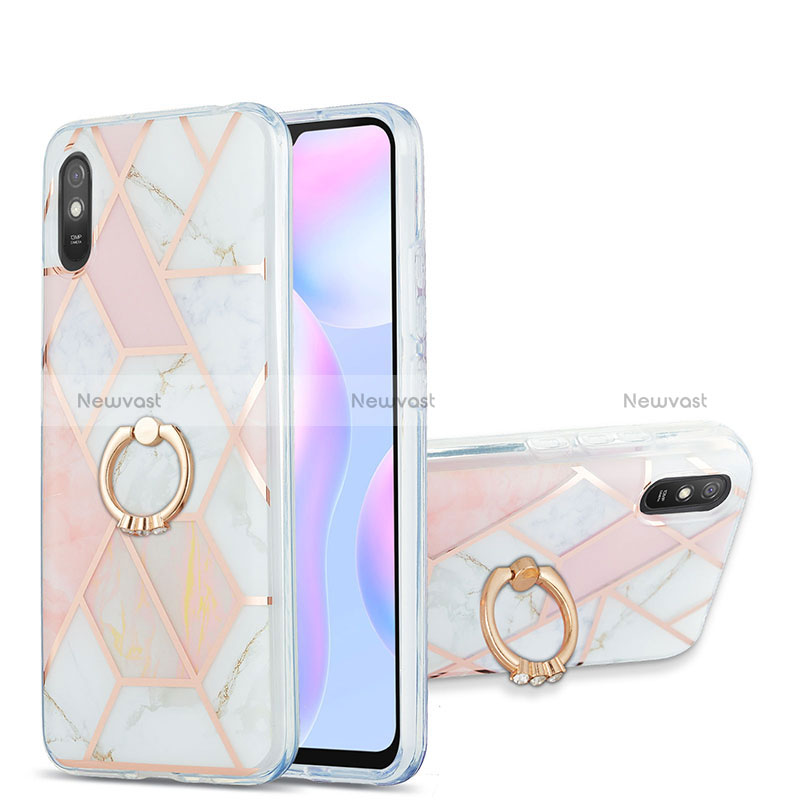 Silicone Candy Rubber Gel Fashionable Pattern Soft Case Cover with Finger Ring Stand Y01B for Xiaomi Redmi 9A