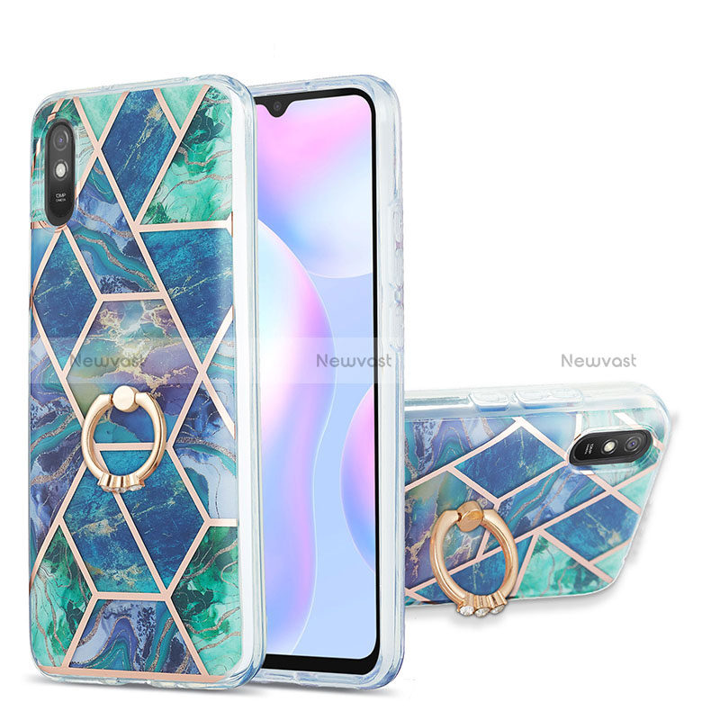 Silicone Candy Rubber Gel Fashionable Pattern Soft Case Cover with Finger Ring Stand Y01B for Xiaomi Redmi 9A