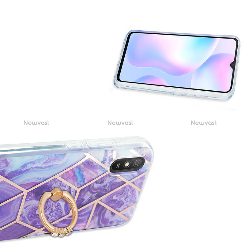 Silicone Candy Rubber Gel Fashionable Pattern Soft Case Cover with Finger Ring Stand Y01B for Xiaomi Redmi 9A