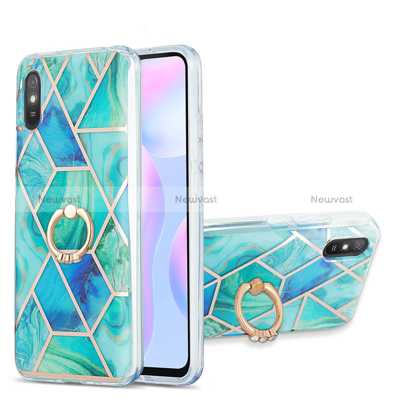 Silicone Candy Rubber Gel Fashionable Pattern Soft Case Cover with Finger Ring Stand Y01B for Xiaomi Redmi 9AT