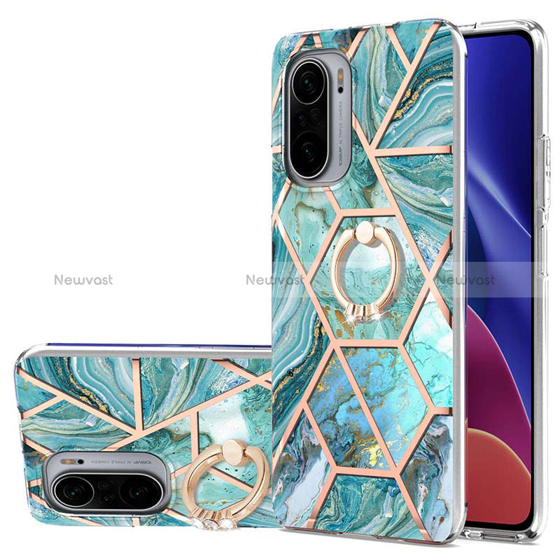 Silicone Candy Rubber Gel Fashionable Pattern Soft Case Cover with Finger Ring Stand Y01B for Xiaomi Redmi K40 Pro 5G