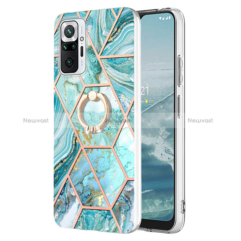 Silicone Candy Rubber Gel Fashionable Pattern Soft Case Cover with Finger Ring Stand Y01B for Xiaomi Redmi Note 10 Pro 4G