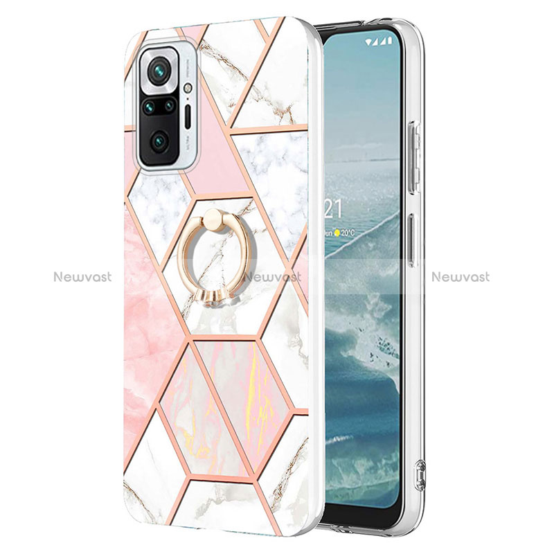 Silicone Candy Rubber Gel Fashionable Pattern Soft Case Cover with Finger Ring Stand Y01B for Xiaomi Redmi Note 10 Pro 4G