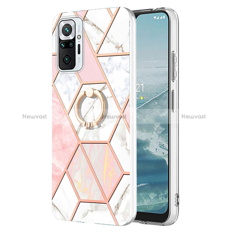 Silicone Candy Rubber Gel Fashionable Pattern Soft Case Cover with Finger Ring Stand Y01B for Xiaomi Redmi Note 10 Pro Max