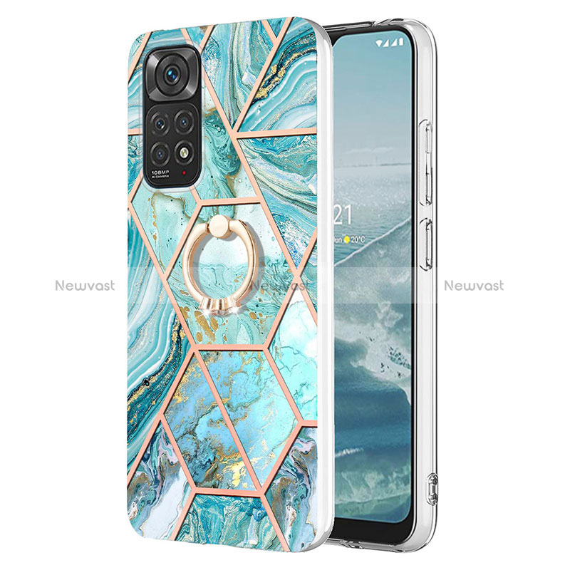 Silicone Candy Rubber Gel Fashionable Pattern Soft Case Cover with Finger Ring Stand Y01B for Xiaomi Redmi Note 11 4G (2022)