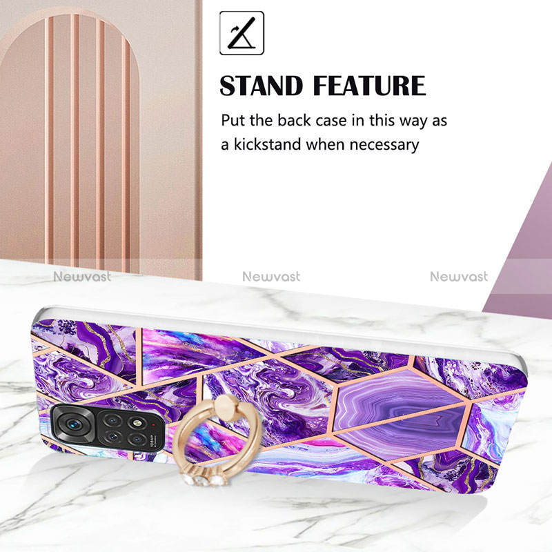 Silicone Candy Rubber Gel Fashionable Pattern Soft Case Cover with Finger Ring Stand Y01B for Xiaomi Redmi Note 11 4G (2022)