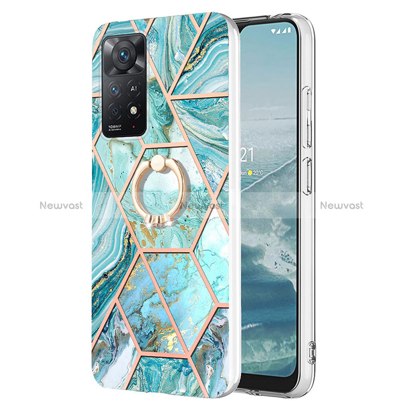 Silicone Candy Rubber Gel Fashionable Pattern Soft Case Cover with Finger Ring Stand Y01B for Xiaomi Redmi Note 11 Pro 4G