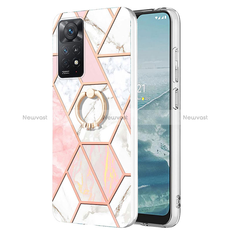 Silicone Candy Rubber Gel Fashionable Pattern Soft Case Cover with Finger Ring Stand Y01B for Xiaomi Redmi Note 11 Pro 4G