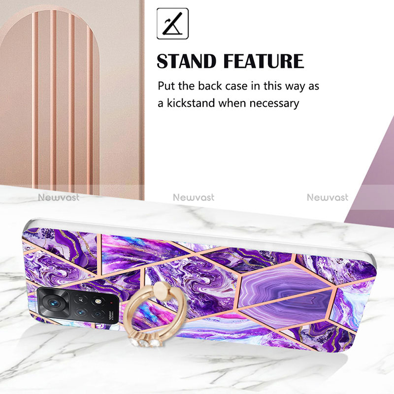 Silicone Candy Rubber Gel Fashionable Pattern Soft Case Cover with Finger Ring Stand Y01B for Xiaomi Redmi Note 11 Pro 5G