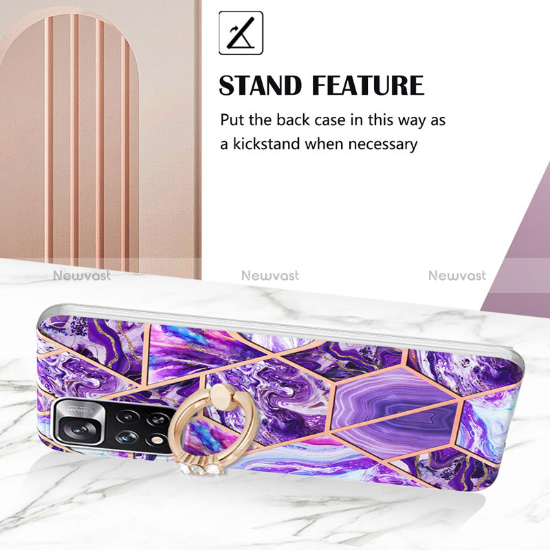 Silicone Candy Rubber Gel Fashionable Pattern Soft Case Cover with Finger Ring Stand Y01B for Xiaomi Redmi Note 11 Pro+ Plus 5G