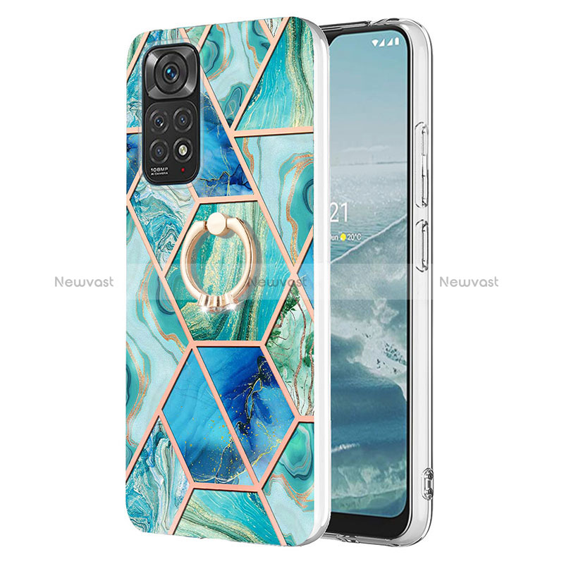 Silicone Candy Rubber Gel Fashionable Pattern Soft Case Cover with Finger Ring Stand Y01B for Xiaomi Redmi Note 11S 4G