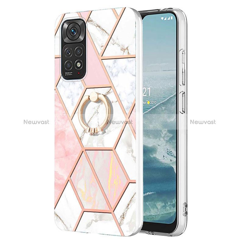 Silicone Candy Rubber Gel Fashionable Pattern Soft Case Cover with Finger Ring Stand Y01B for Xiaomi Redmi Note 11S 4G