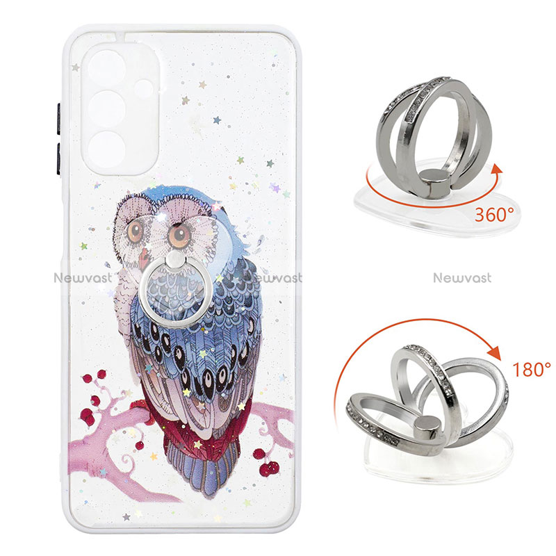 Silicone Candy Rubber Gel Fashionable Pattern Soft Case Cover with Finger Ring Stand Y01X for Samsung Galaxy A04s