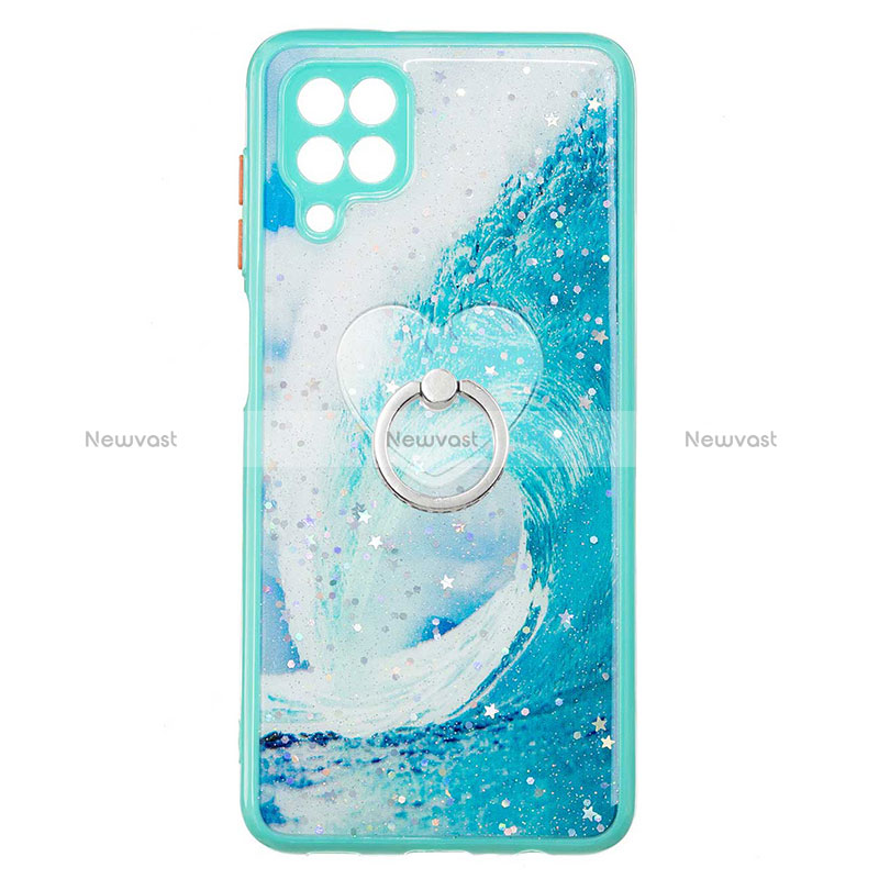 Silicone Candy Rubber Gel Fashionable Pattern Soft Case Cover with Finger Ring Stand Y01X for Samsung Galaxy A12 Nacho