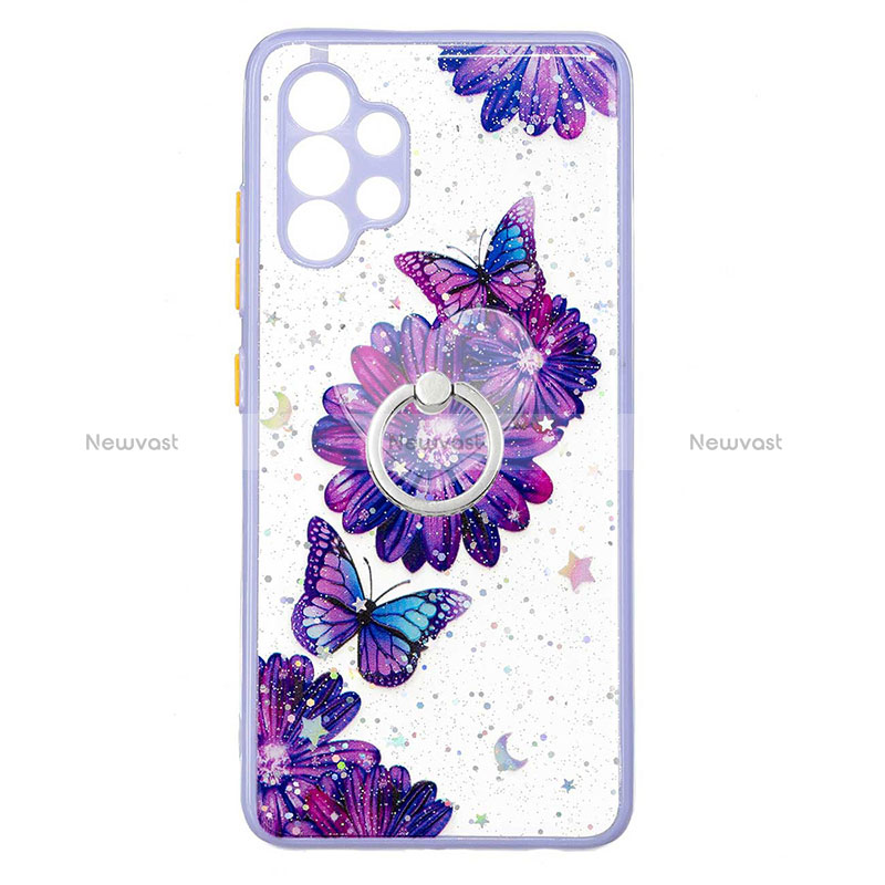 Silicone Candy Rubber Gel Fashionable Pattern Soft Case Cover with Finger Ring Stand Y01X for Samsung Galaxy A32 4G