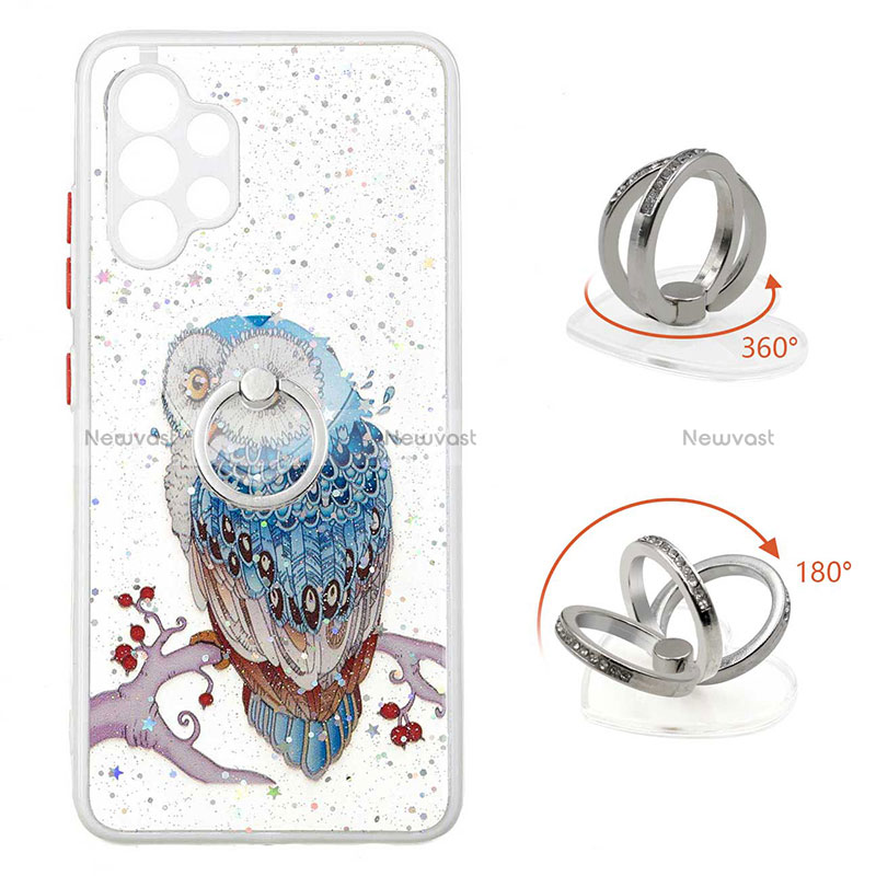 Silicone Candy Rubber Gel Fashionable Pattern Soft Case Cover with Finger Ring Stand Y01X for Samsung Galaxy A32 5G