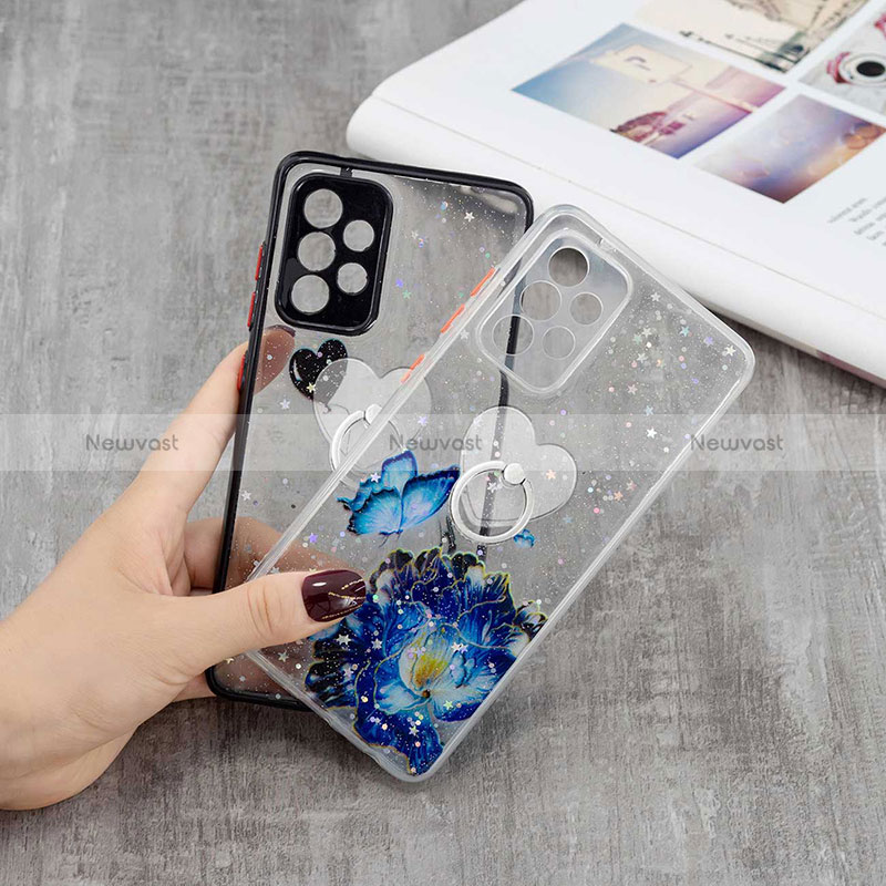 Silicone Candy Rubber Gel Fashionable Pattern Soft Case Cover with Finger Ring Stand Y01X for Samsung Galaxy A33 5G