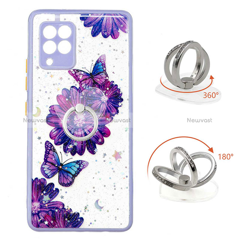Silicone Candy Rubber Gel Fashionable Pattern Soft Case Cover with Finger Ring Stand Y01X for Samsung Galaxy A42 5G