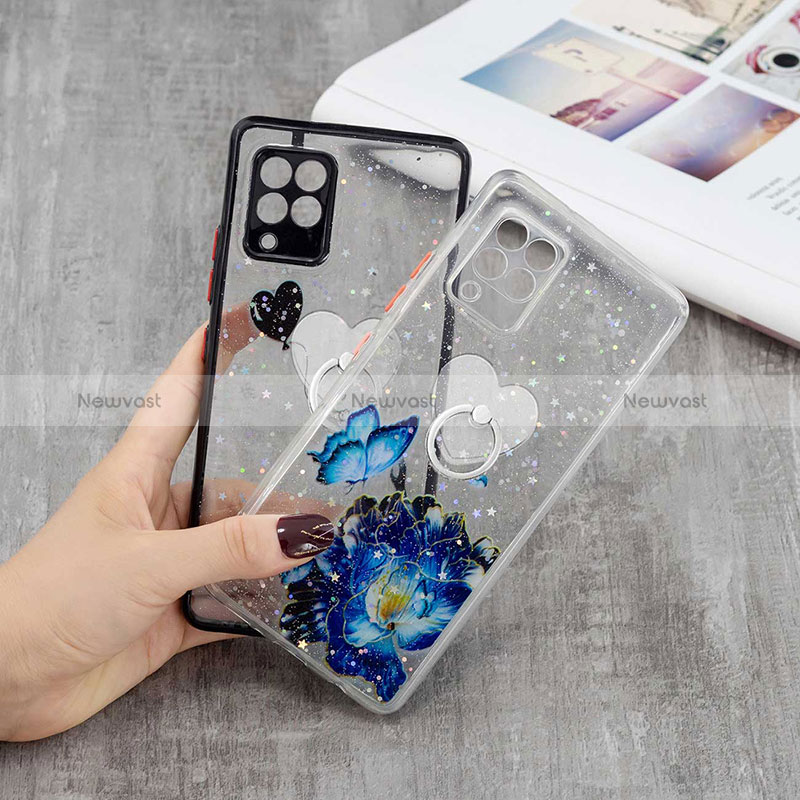 Silicone Candy Rubber Gel Fashionable Pattern Soft Case Cover with Finger Ring Stand Y01X for Samsung Galaxy A42 5G