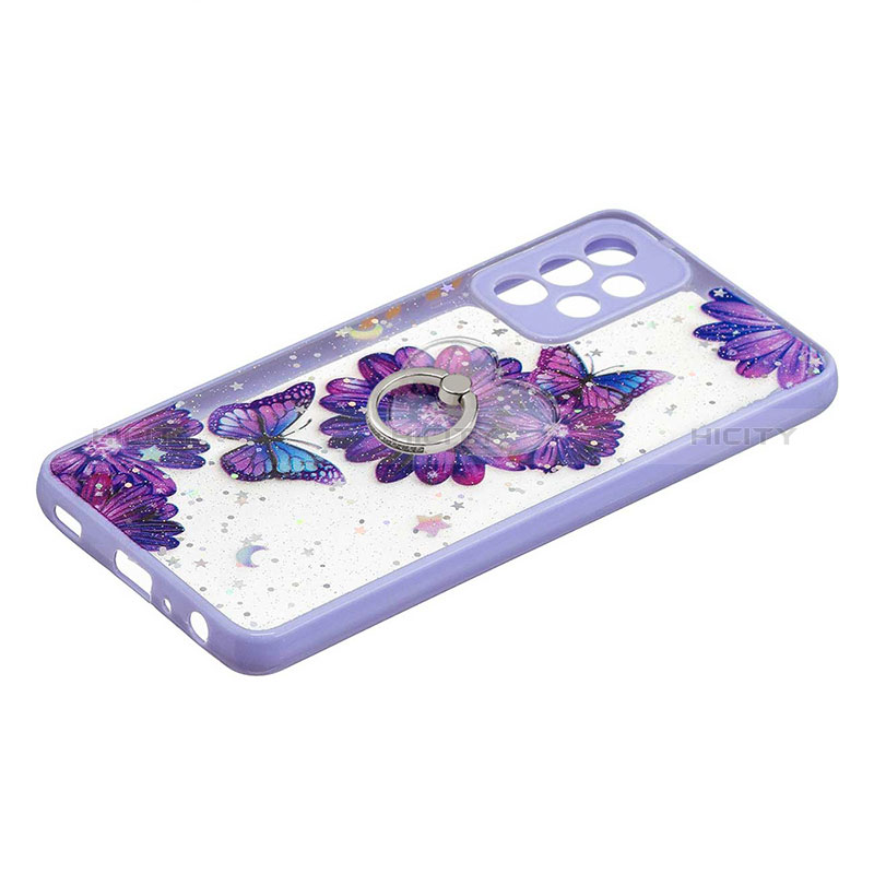 Silicone Candy Rubber Gel Fashionable Pattern Soft Case Cover with Finger Ring Stand Y01X for Samsung Galaxy A73 5G