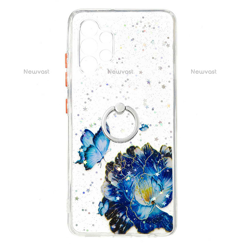 Silicone Candy Rubber Gel Fashionable Pattern Soft Case Cover with Finger Ring Stand Y01X for Samsung Galaxy M32 5G