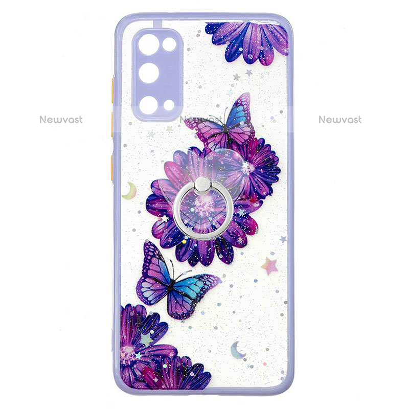 Silicone Candy Rubber Gel Fashionable Pattern Soft Case Cover with Finger Ring Stand Y01X for Samsung Galaxy S20