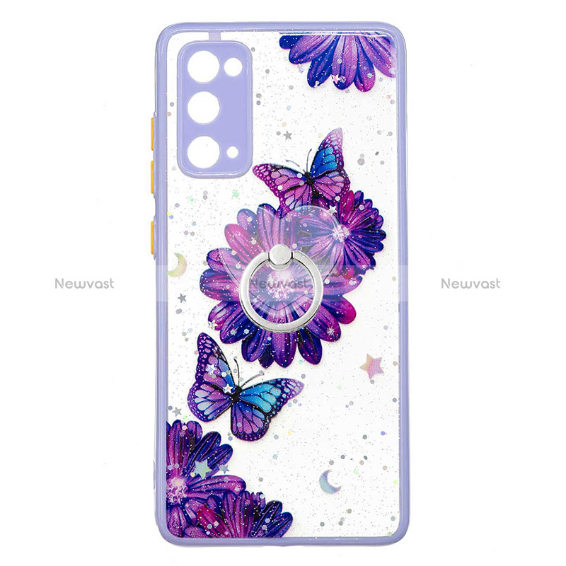 Silicone Candy Rubber Gel Fashionable Pattern Soft Case Cover with Finger Ring Stand Y01X for Samsung Galaxy S20 FE (2022) 5G