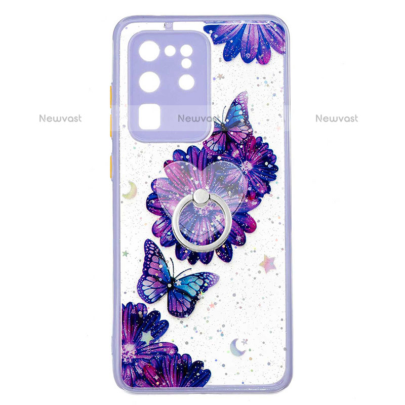 Silicone Candy Rubber Gel Fashionable Pattern Soft Case Cover with Finger Ring Stand Y01X for Samsung Galaxy S20 Ultra 5G