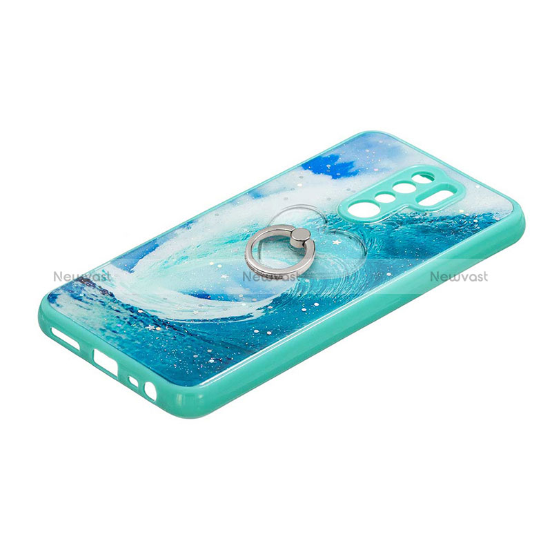 Silicone Candy Rubber Gel Fashionable Pattern Soft Case Cover with Finger Ring Stand Y01X for Xiaomi Poco M2