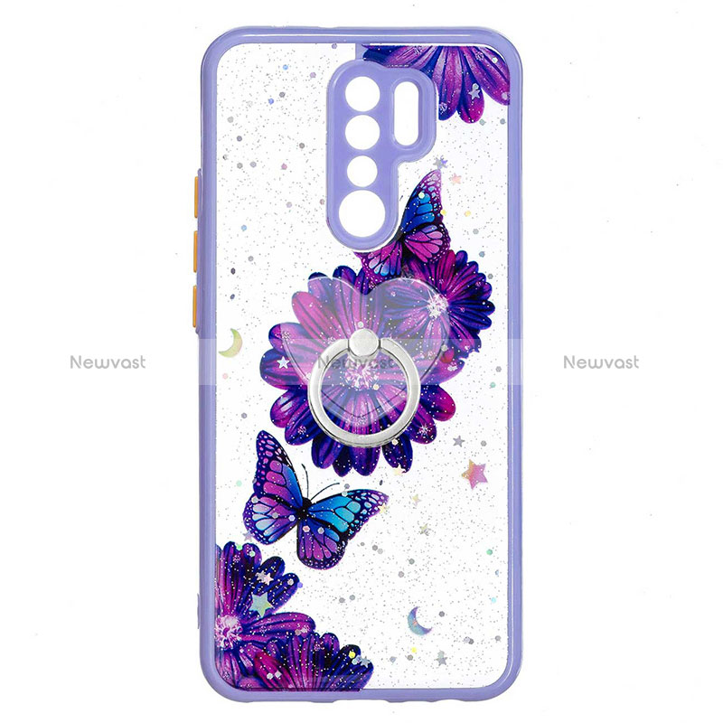 Silicone Candy Rubber Gel Fashionable Pattern Soft Case Cover with Finger Ring Stand Y01X for Xiaomi Poco M2