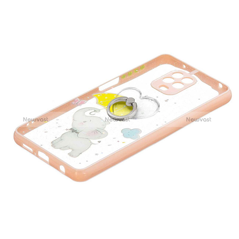 Silicone Candy Rubber Gel Fashionable Pattern Soft Case Cover with Finger Ring Stand Y01X for Xiaomi Poco M2 Pro Yellow
