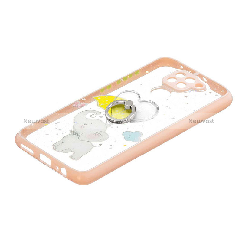 Silicone Candy Rubber Gel Fashionable Pattern Soft Case Cover with Finger Ring Stand Y01X for Xiaomi Redmi 10X 4G Yellow