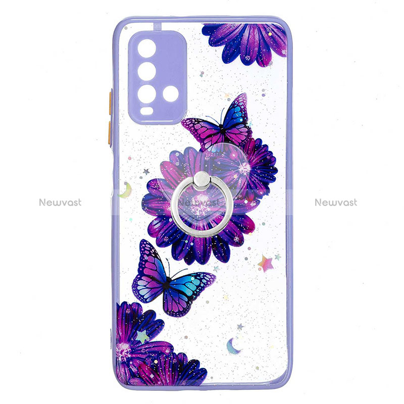 Silicone Candy Rubber Gel Fashionable Pattern Soft Case Cover with Finger Ring Stand Y01X for Xiaomi Redmi 9 Power