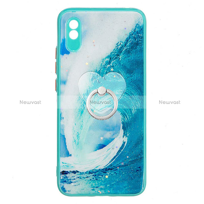 Silicone Candy Rubber Gel Fashionable Pattern Soft Case Cover with Finger Ring Stand Y01X for Xiaomi Redmi 9A