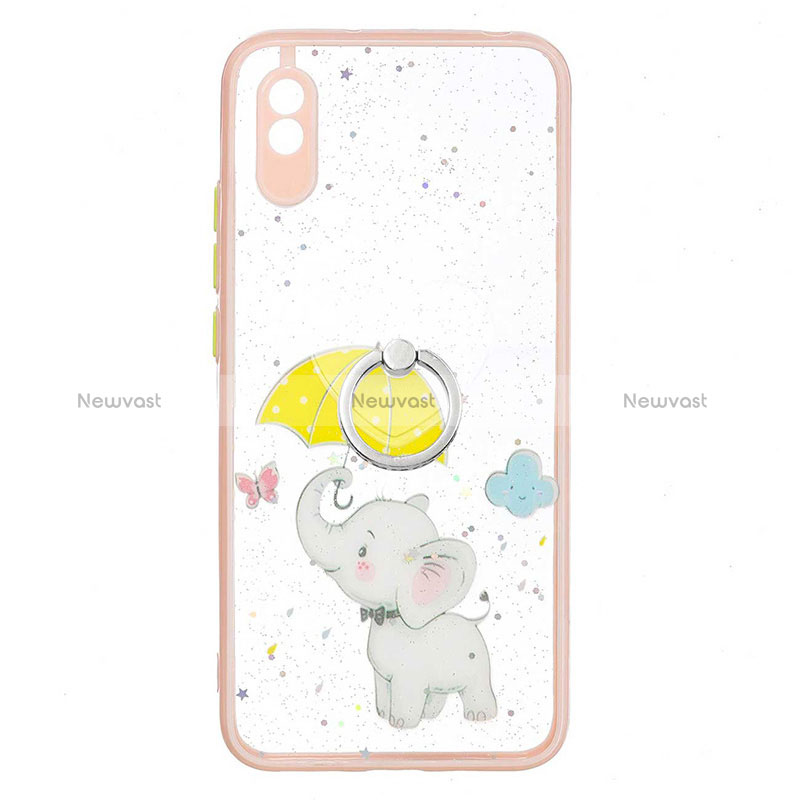 Silicone Candy Rubber Gel Fashionable Pattern Soft Case Cover with Finger Ring Stand Y01X for Xiaomi Redmi 9A